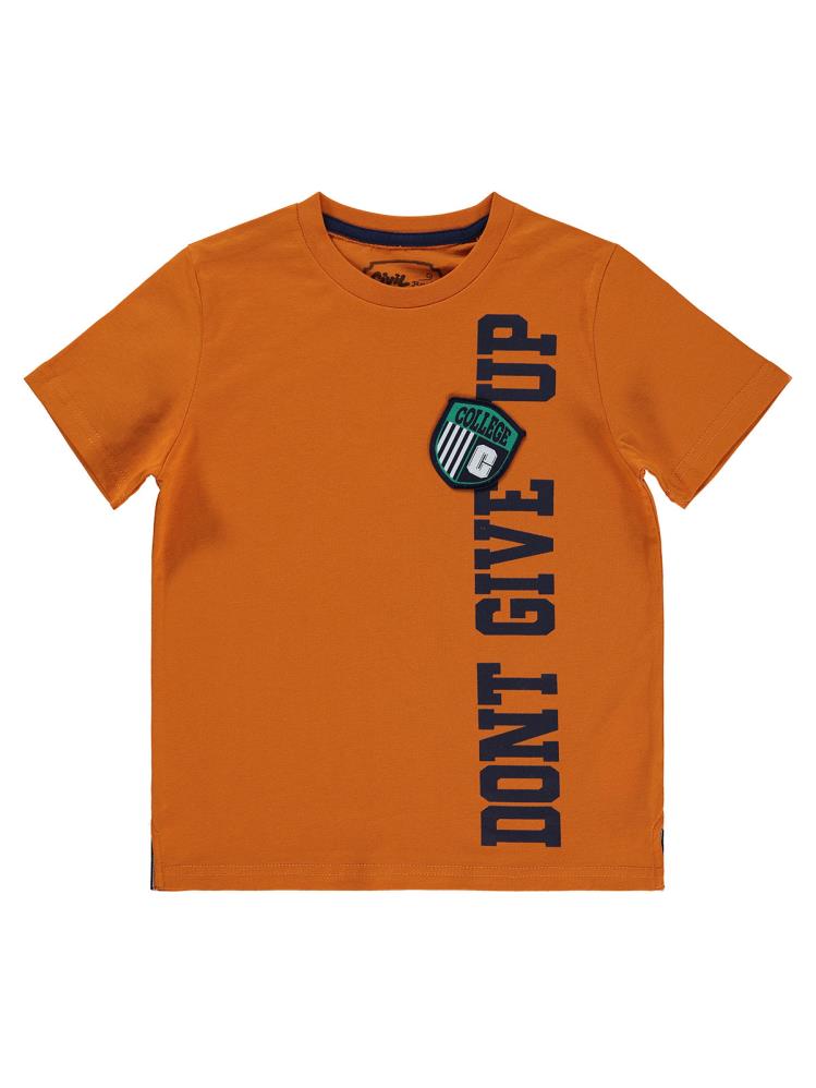 Civil Boys Dont Gıve Up Baskılı 6-9 Yaş Tişört - Turuncu