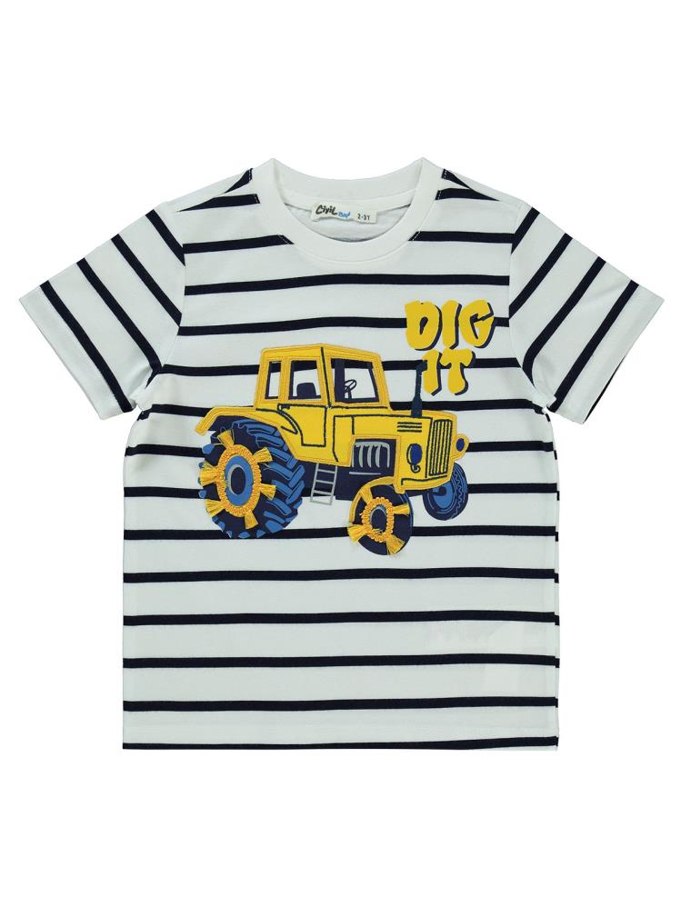 Civil Boys Dıg It Baskılı 2-5 Yaş Tişört - Ekru