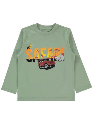 Civil Boys Safari Hayvanlar Baskılı 2-5 Yaş Sweatshirt - Haki