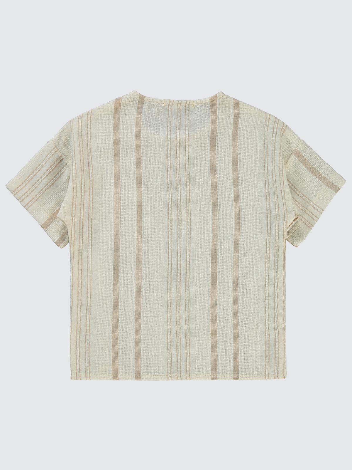 Civil Boys Çizgili Süs Düğmeli 2-5 Yaş Tişört - Bej