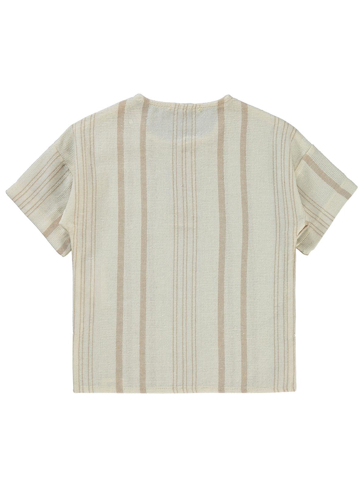 Civil Boys Çizgili Süs Düğmeli 2-5 Yaş Tişört - Bej