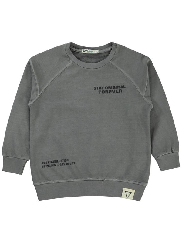 Civil Boys Stay Orıgınal Baskılı 2-5 Yaş Sweatshirt - Gri