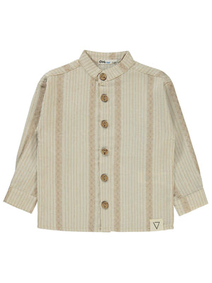Civil Boys Kendinden Desenli Çizgili 2-5 Yaş Gömlek - Bej