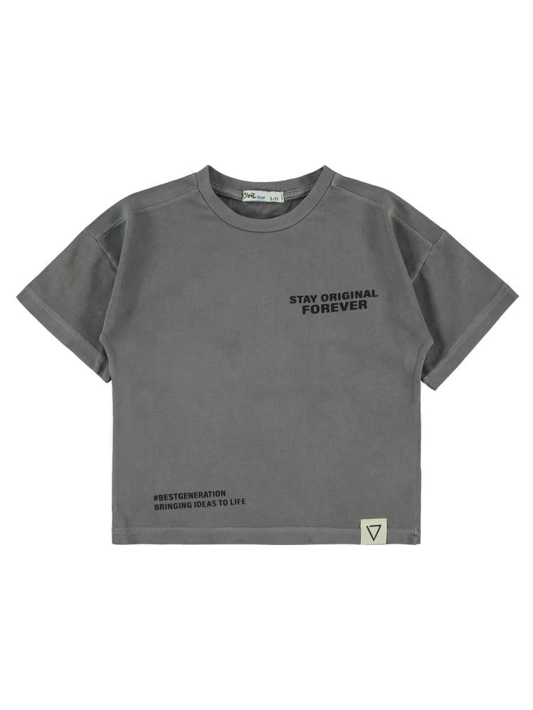 Civil Boys Stay Orıgınal Baskılı 2-5 Yaş Tişört - Gri