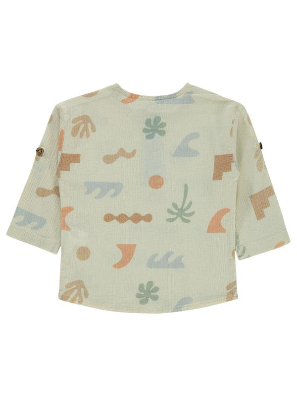 Civil Boys Kendinden Desenli Süs Düğmeli 2-5 Yaş Gömlek - Bej