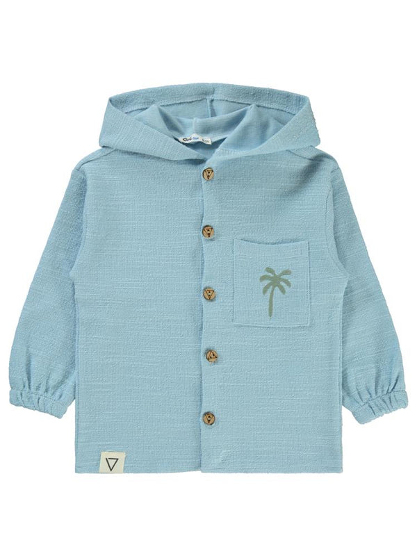 Civil Boys Palmiye Nakışlı Kapşonlu 2-5 Yaş Hırka - Mavi