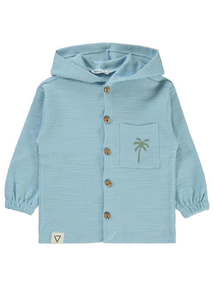 Civil Boys Palmiye Nakışlı Kapşonlu 2-5 Yaş Hırka - Mavi