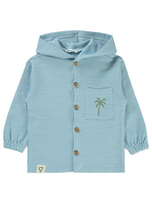Civil Boys Palmiye Nakışlı Kapşonlu 2-5 Yaş Hırka - Mavi