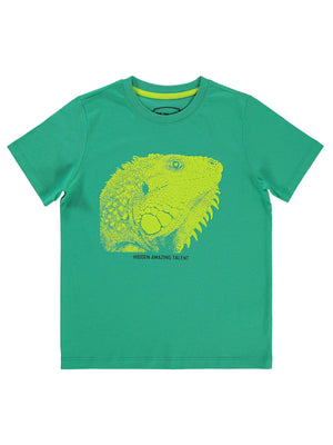 Civil Boys Bukalemun Baskılı 6-9 Yaş Tişört - Yeşil