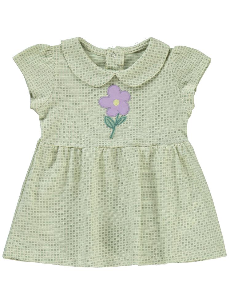 Civil Baby Çiçek Nakışlı 6-18 Ay Elbise - Yeşil