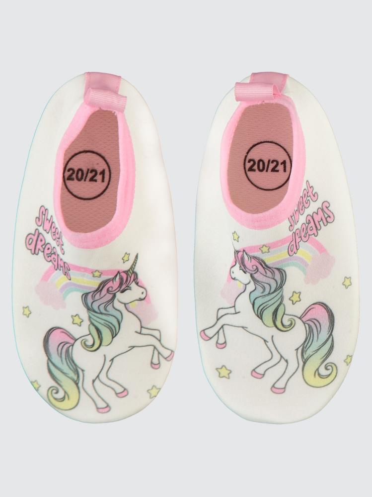 Civil Girls Unicorn Baskılı Tabanlı 20-24 Numara Deniz Ayakkabısı - Beyaz