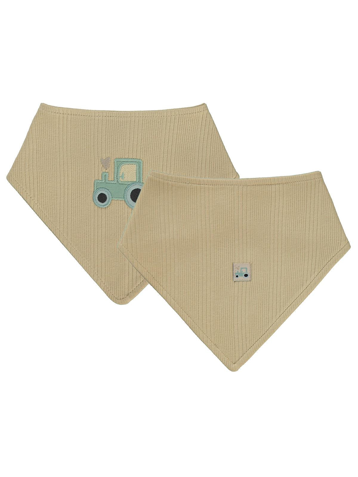 Civil Baby Araba Aplikeli Mama Önlüğü - Kahverengi