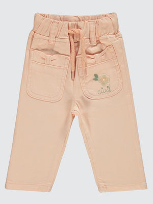 Civil Baby Çiçek Nakışlı 6-18 Ay Pantolon - Pudra