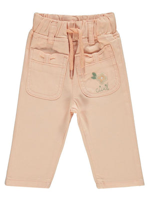 Civil Baby Çiçek Nakışlı 6-18 Ay Pantolon - Pudra