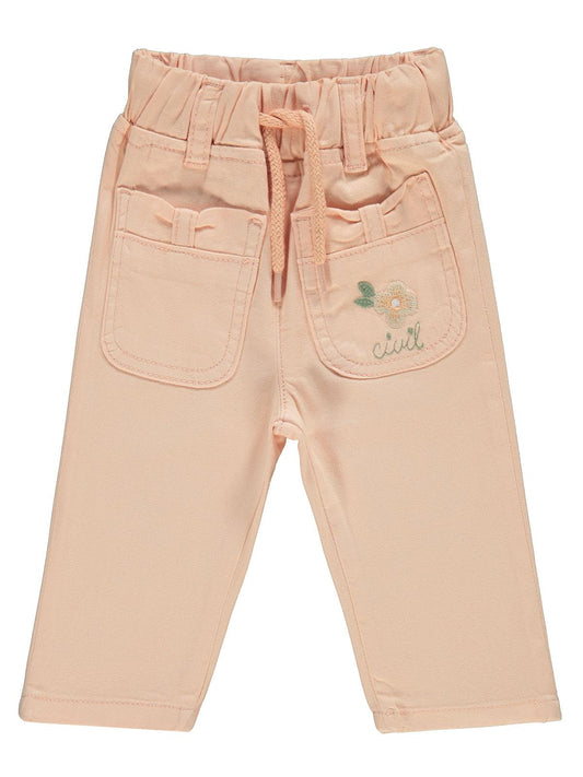 Civil Baby Çiçek Nakışlı 6-18 Ay Pantolon - Pudra