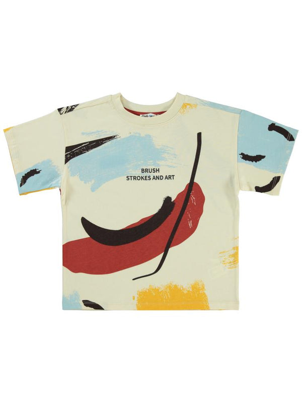 Civil Boys Serbest Fırça Emprimeli 10-13 Yaş Tişört - Turuncu