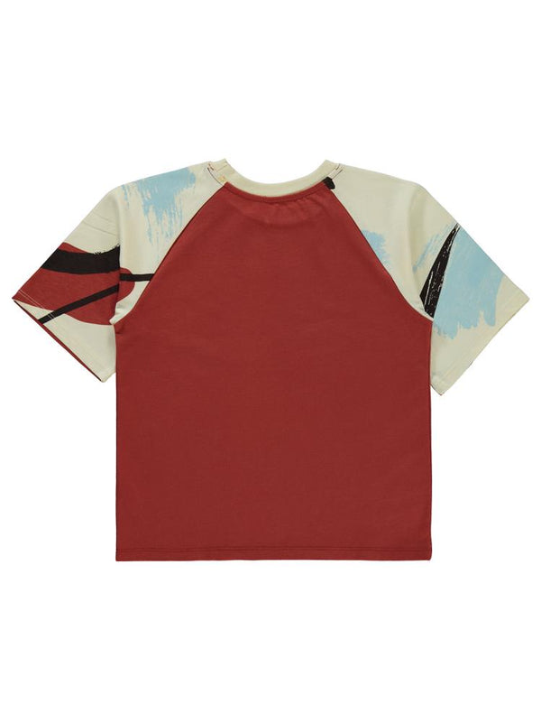 Civil Boys Serbest Fırça Baskılı Reglan Kol 6-9 Yaş Tişört - Turuncu