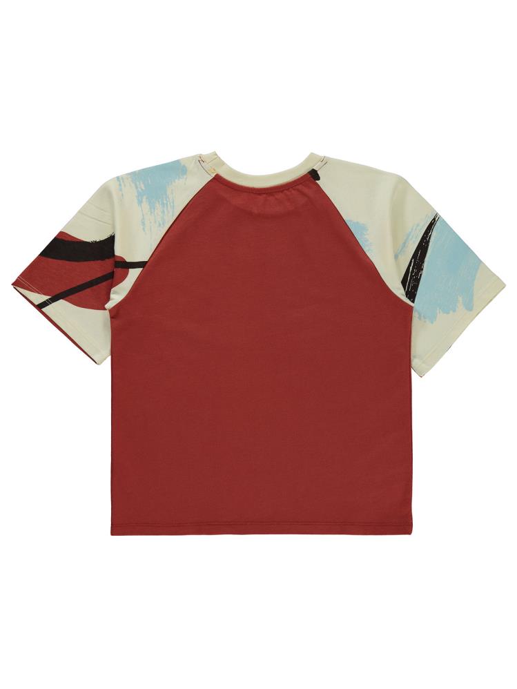 Civil Boys Serbest Fırça Baskılı Reglan Kol 10-13 Yaş Tişört - Turuncu