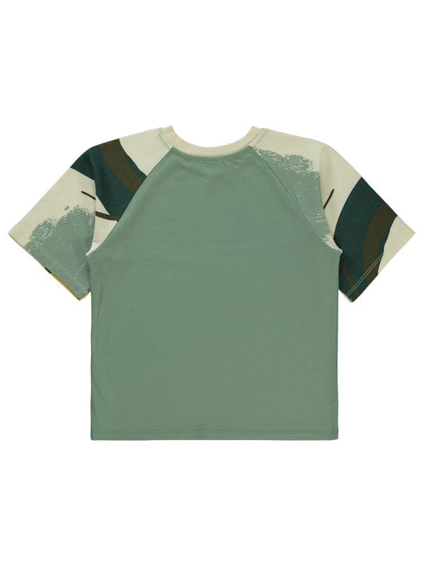 Civil Boys Serbest Fırça Baskılı Reglan Kol 6-9 Yaş Tişört - Haki