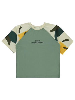 Civil Boys Serbest Fırça Baskılı Reglan Kol 10-13 Yaş Tişört - Haki