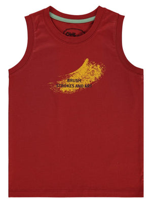 Civil Boys Serbest Fırça Baskılı Sıfır Kol 10-13 Yaş Tişört - Turuncu