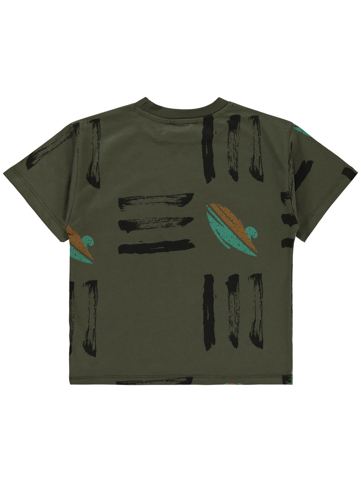 Civil Boys Üç Çizgi Emprime Cvl Etiketli 6-9 Yaş Tişört - Haki