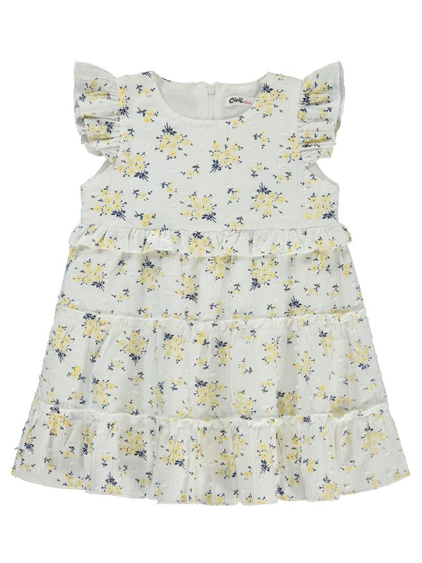 Civil Girls Çiçek Desenli 2-5 Yaş Elbise - Sarı