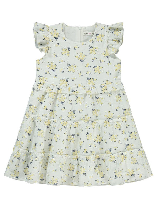 Civil Girls Çiçek Desenli 6-9 Yaş Elbise - Sarı