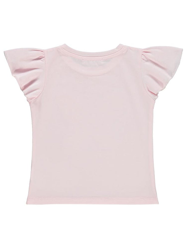 Civil Girls Kelebek Nakışlı  2-5 Yaş Tişört - Pembe