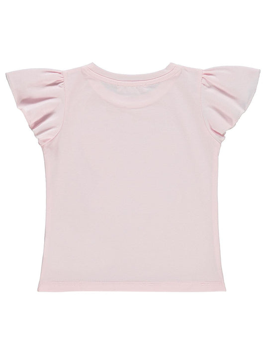 Civil Girls Kelebek Nakışlı  2-5 Yaş Tişört - Pembe