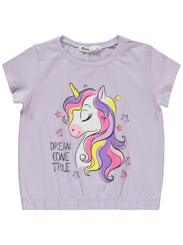 Civil Girls Unicorn Baskılı 2-5 Yaş Takım - Lila