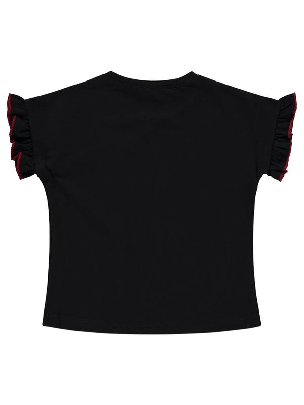 Civil Girls Bowtifully Baskılı 2-5 Yaş Tişört - Siyah