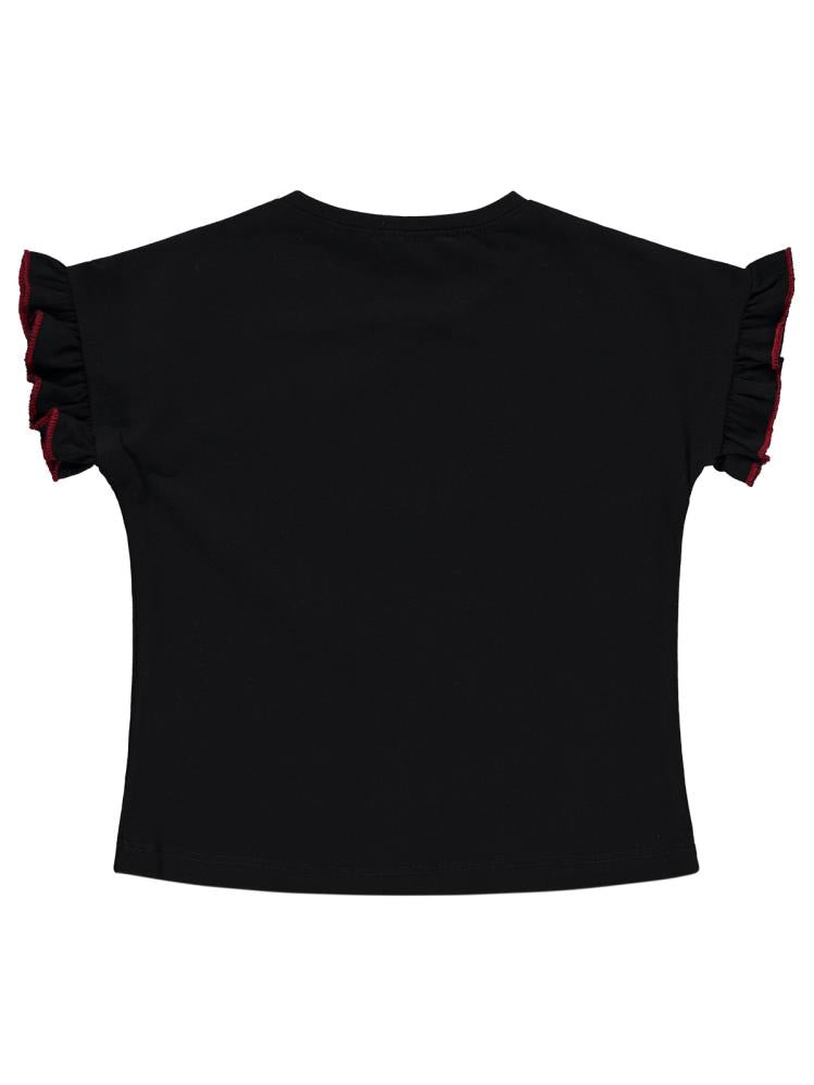 Civil Girls Bowtifully Baskılı 2-5 Yaş Tişört - Siyah