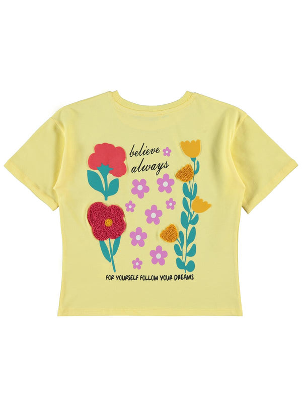 Civil Girls One Day Baskılı 6-9 Yaş Tişört - Sarı
