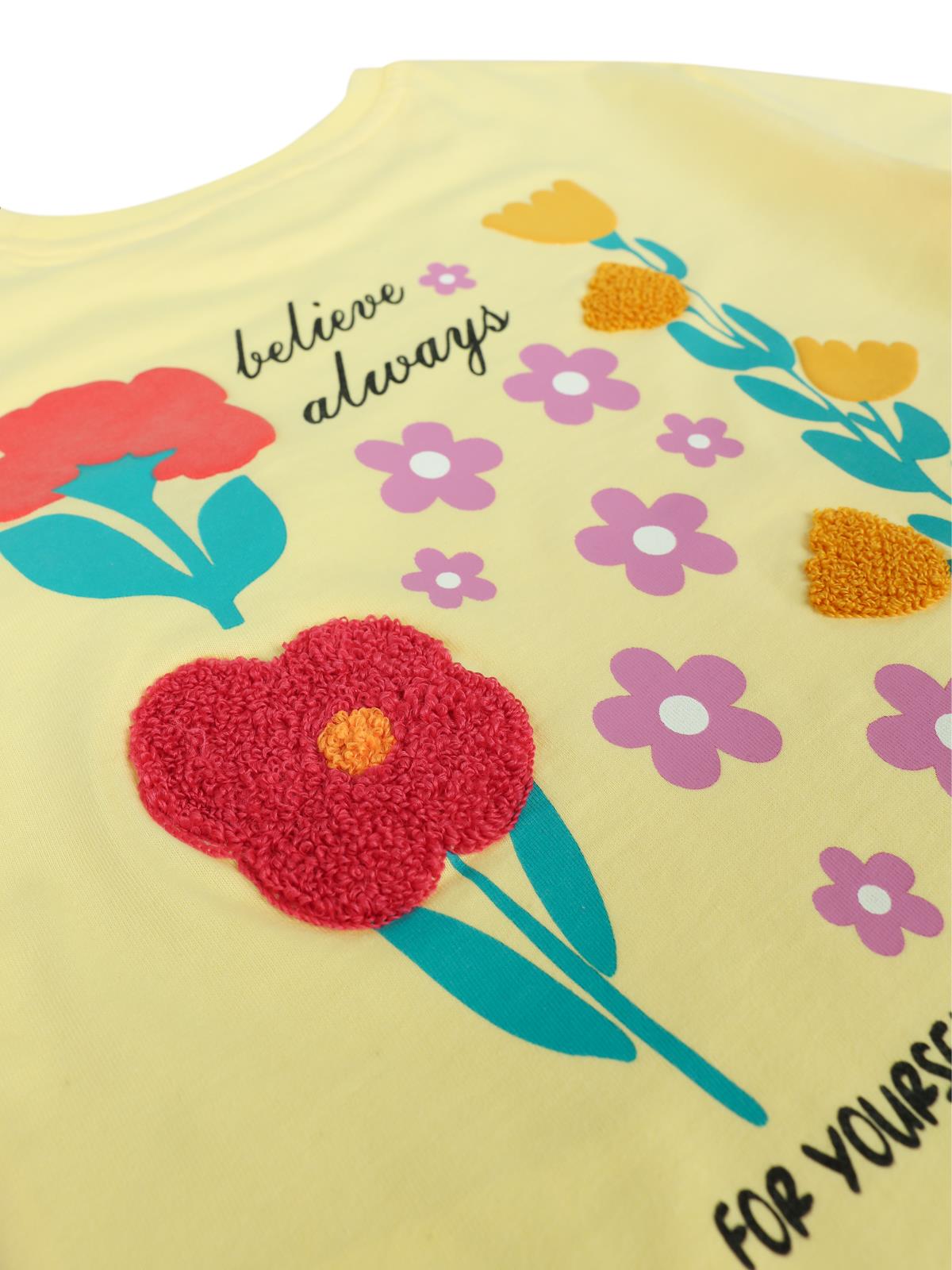 Civil Girls One Day Baskılı 6-9 Yaş Tişört - Sarı