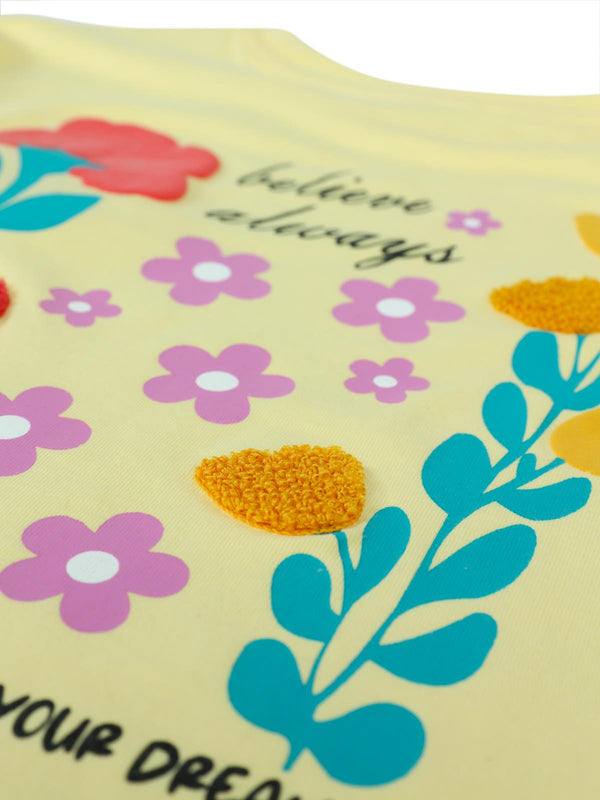 Civil Girls One Day Baskılı 6-9 Yaş Tişört - Sarı