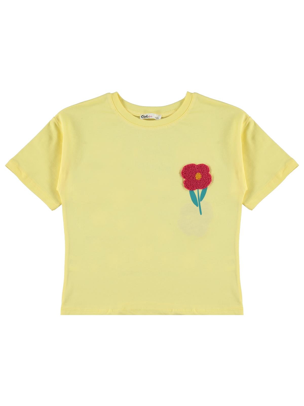 Civil Girls One Day Baskılı 6-9 Yaş Tişört - Sarı