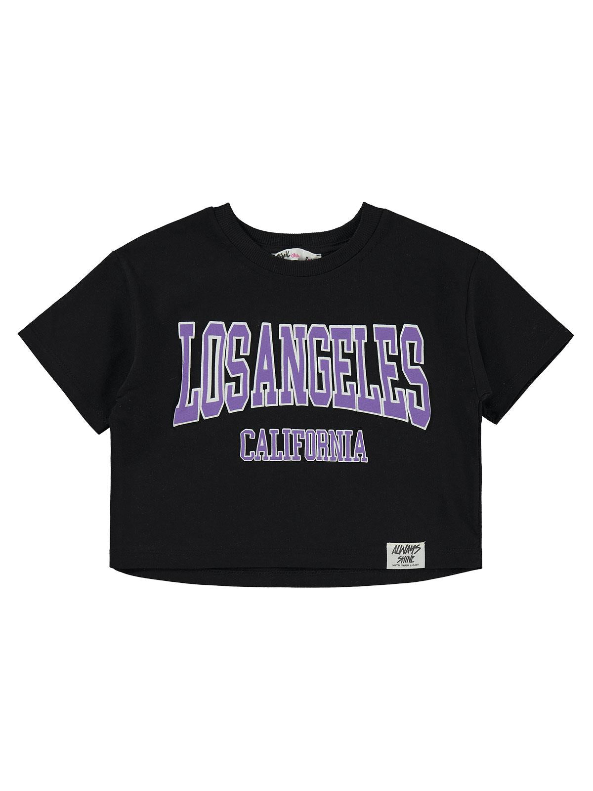 Civil Girls Los Angeles Baskılı 2-5 Yaş Tişört - Siyah