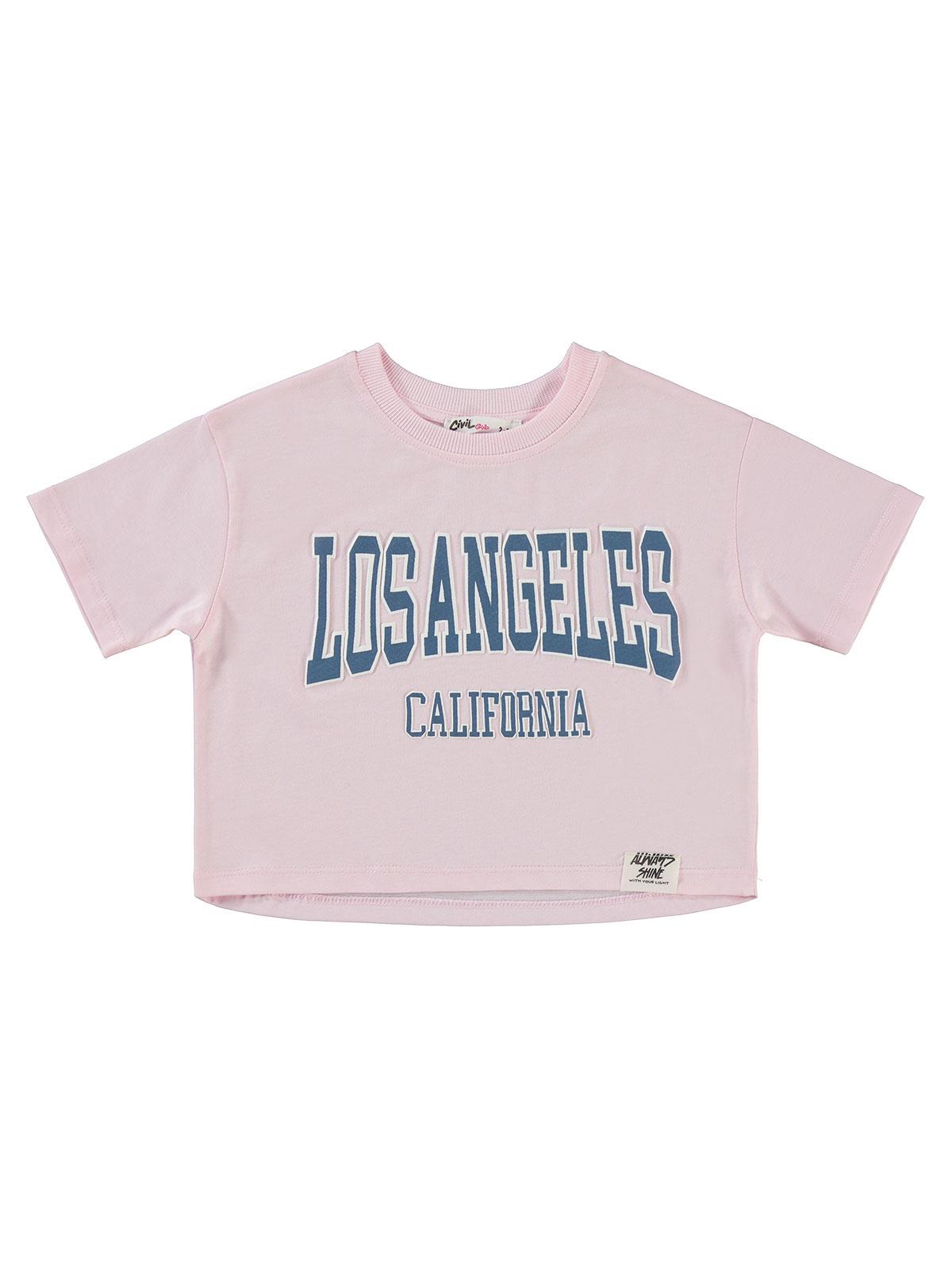 Civil Girls Los Angeles Baskılı 2-5 Yaş Tişört - Pembe