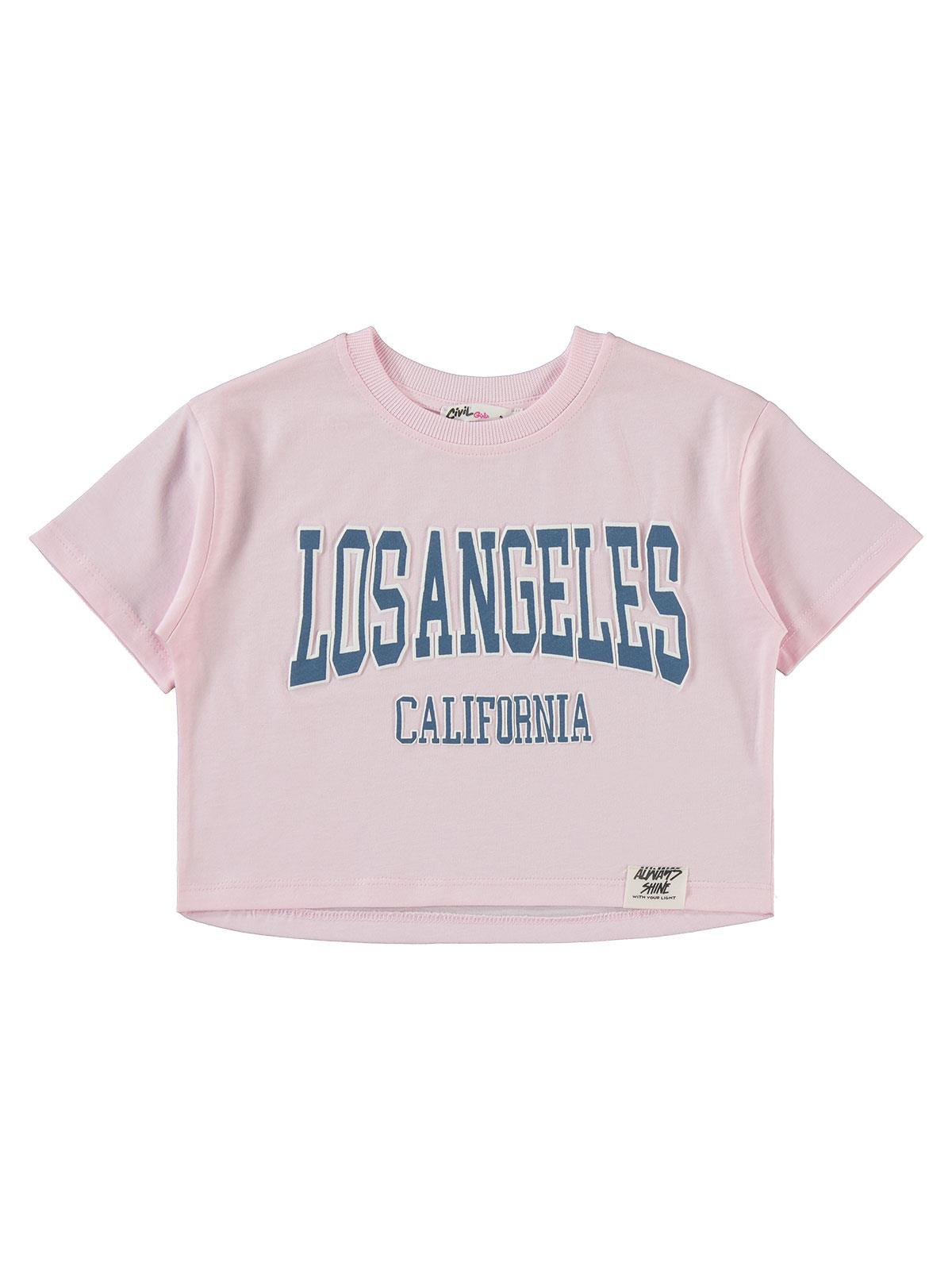 Civil Girls Los Angeles Baskılı 2-5 Yaş Tişört - Pembe