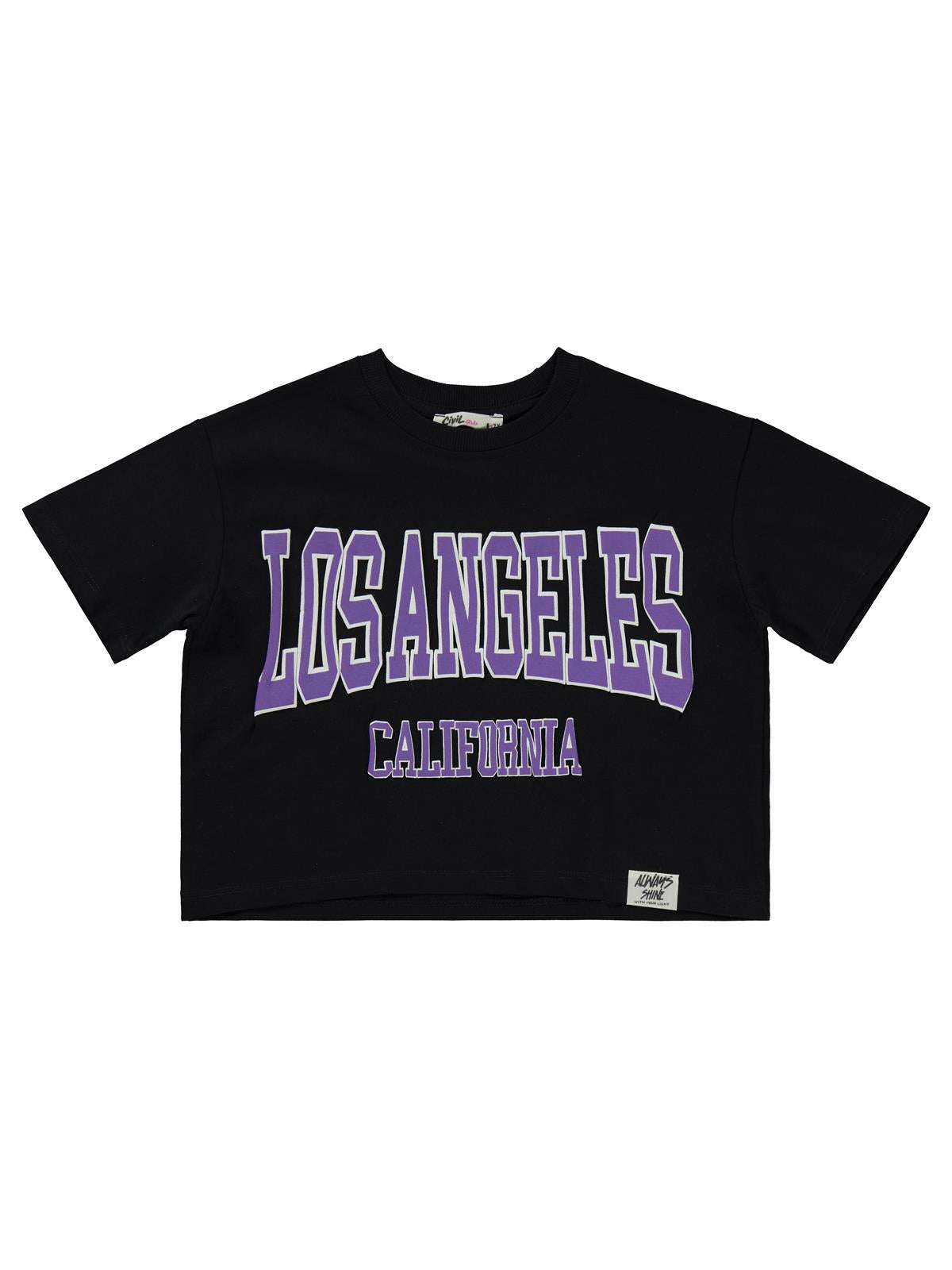 Civil Girls Los Angeles Baskılı 10-13 Yaş Tişört - Siyah