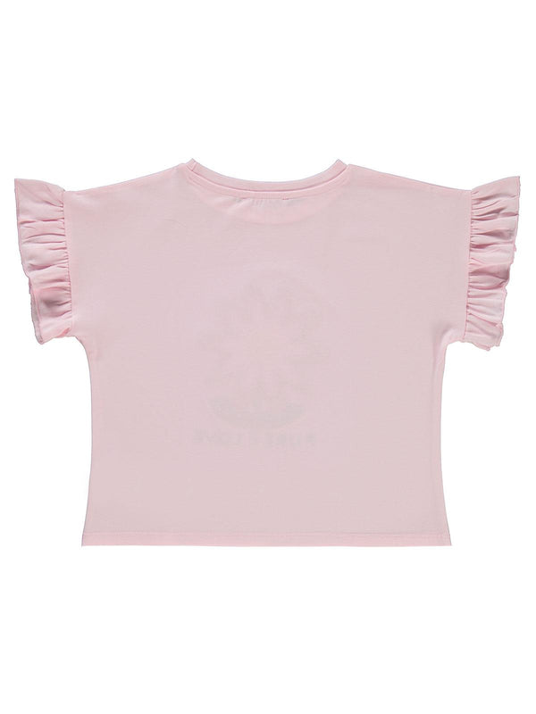 Civil Girls Çiçek Nakışlı 6-9 Yaş Tişört - Pembe