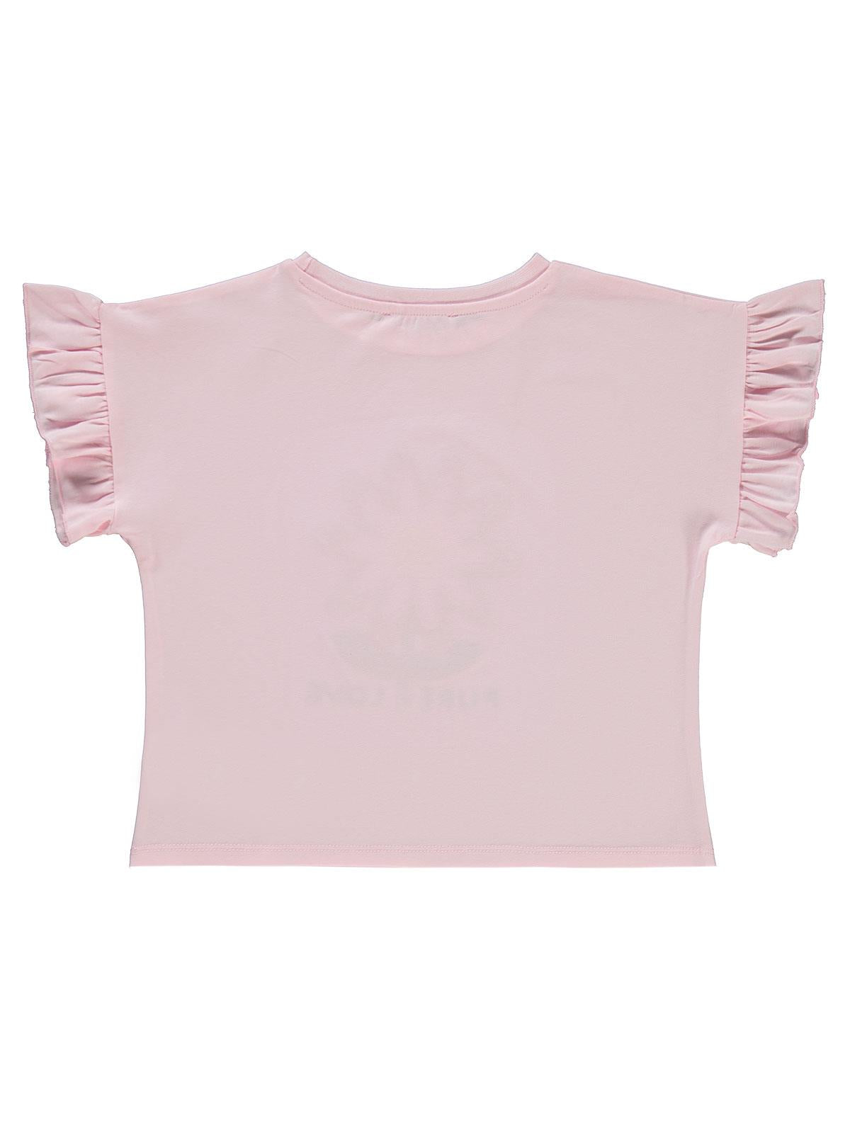 Civil Girls Çiçek Nakışlı 6-9 Yaş Tişört - Pembe