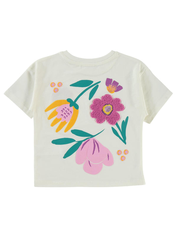 Civil Girls Lale Baskılı 2-5 Yaş Tişört - Ekru