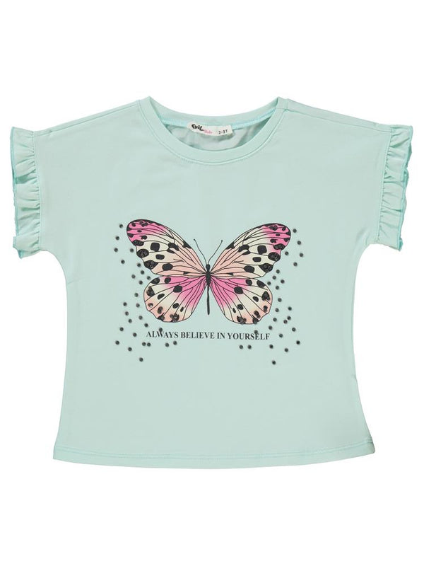 Civil Girls Kelebek Baskılı 2-5 Yaş Takım - Yeşil