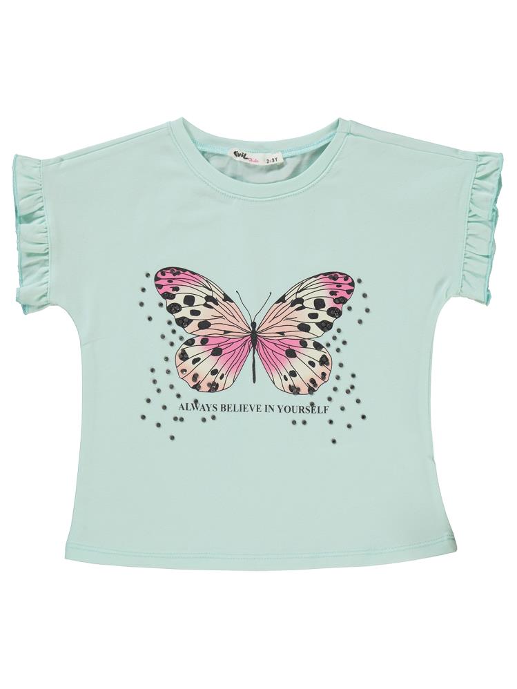 Civil Girls Kelebek Baskılı 2-5 Yaş Takım - Yeşil