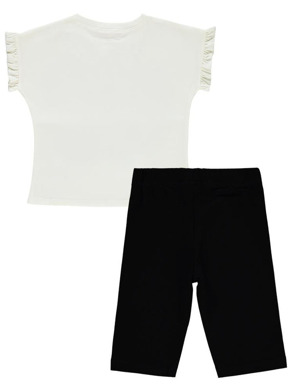 Civil Girls Kelebek Baskılı 2-5 Yaş Takım - Ekru