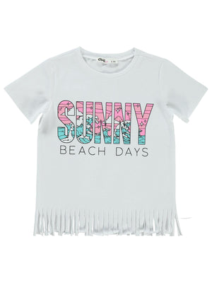 Civil Girls Sunny Baskılı 2-5 Yaş Tişört - Beyaz