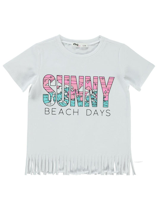 Civil Girls Sunny Baskılı 2-5 Yaş Tişört - Beyaz