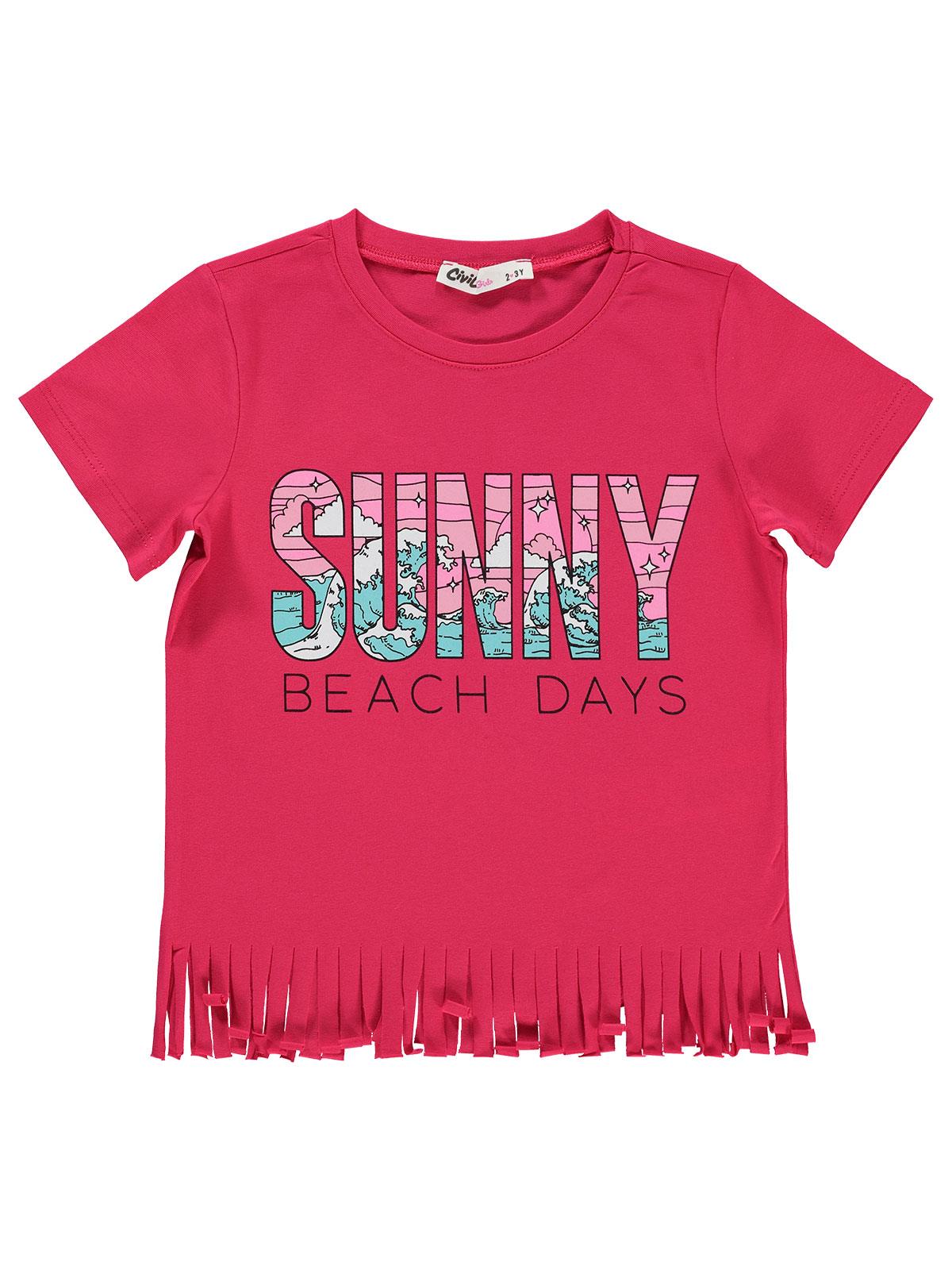 Civil Girls Sunny Baskılı 2-5 Yaş Tişört - Pembe